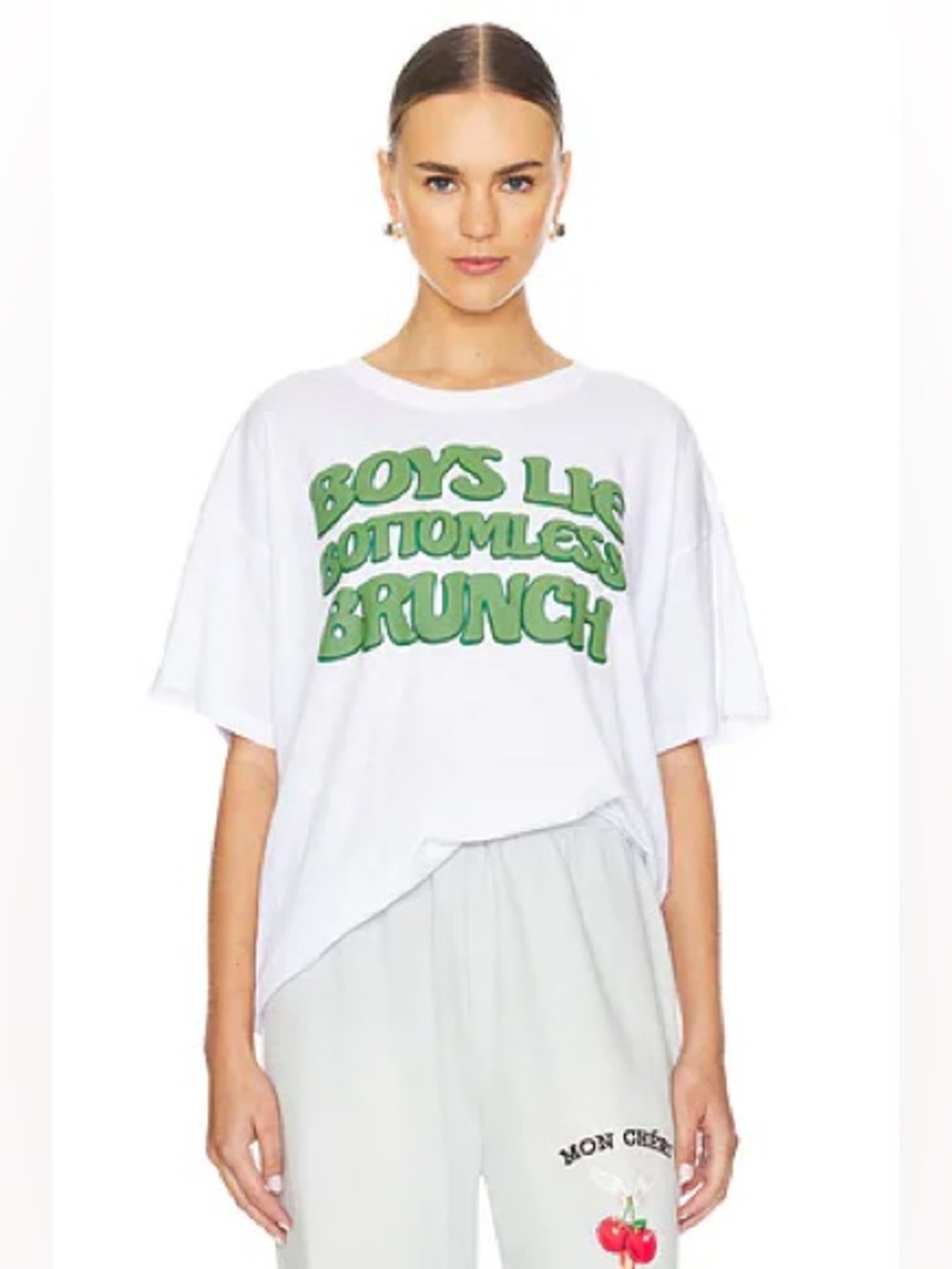Boys Lie Sunny Side Boyfriend T-Shirt One Size White 100% Cotton